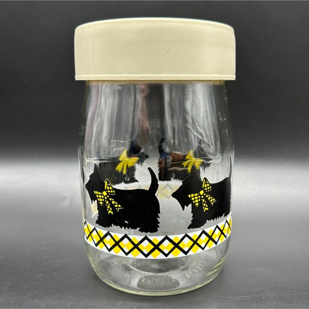 Vintage Glass Jar 1 Liter Carlton USA Scotty Dog Puppy Treats Canister Storage